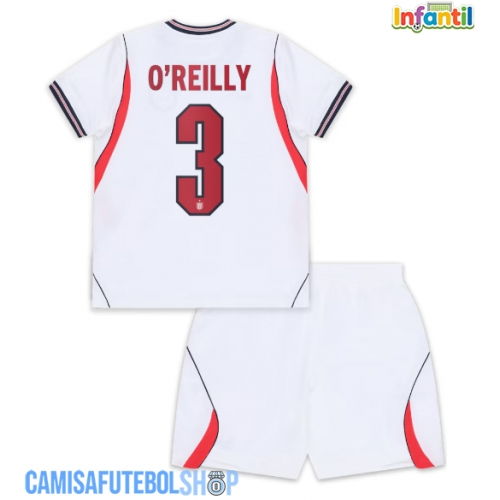 Camisa de time de futebol Inglaterra Nico O'Reilly #3 Replicas 1º Equipamento Infantil Mundo 2026 Manga Curta (+ Calças curtas)